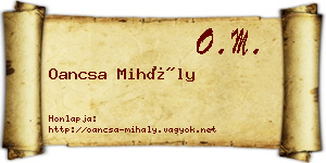 Oancsa Mihály névjegykártya